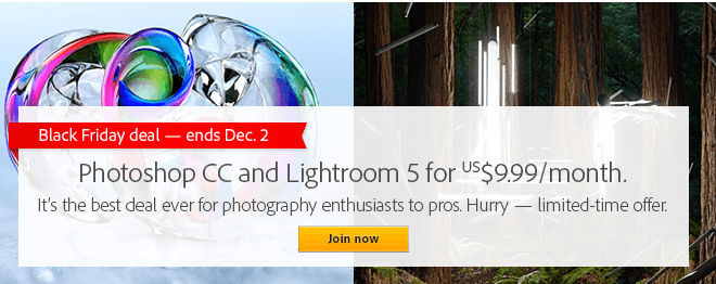 Photoshop CC og Lightroom 5 til kun 84,98 DKK/md